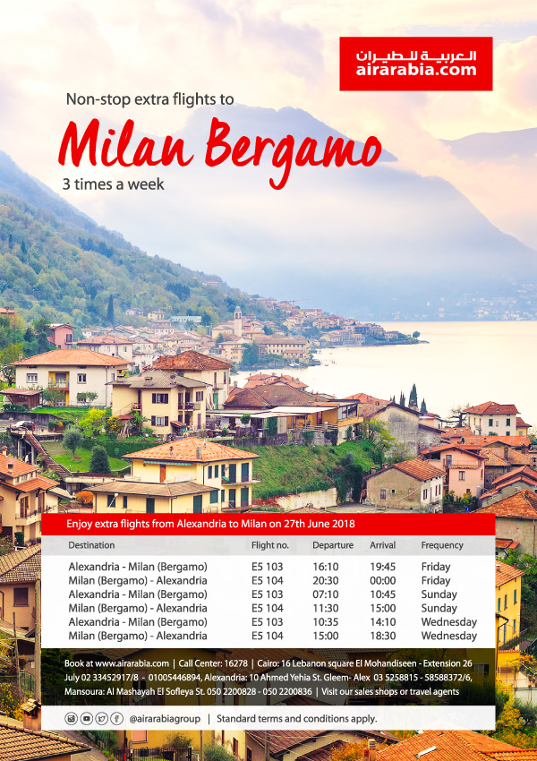 Non-stop extra flights to Milan Bergamo