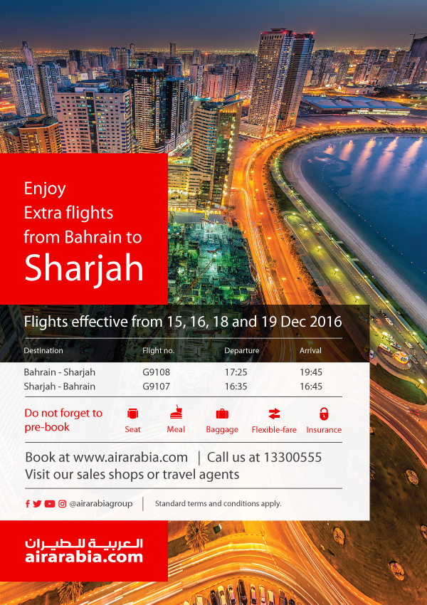 Enjoy extra flights from Bahrain to Sharjah