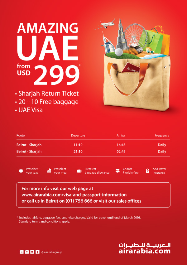 Visit amazing UAE from USD 299 return along with visa fee and free baggage!