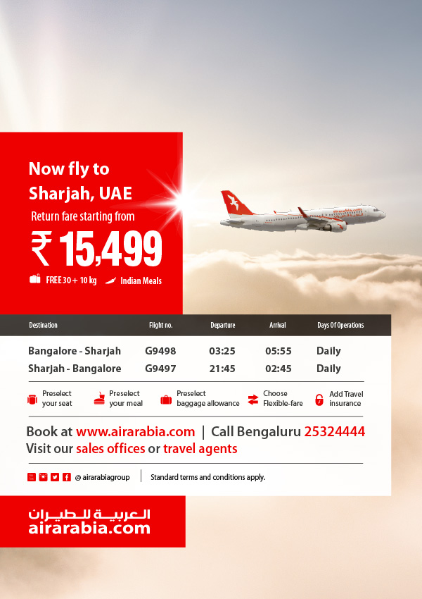 Fly to Sharjah, UAE return fare starting from INR 15,499!