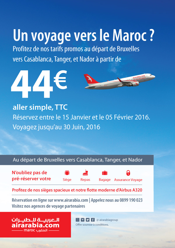 Profitez de nos tarifs promos à partir de 44€ aller simple, TTC