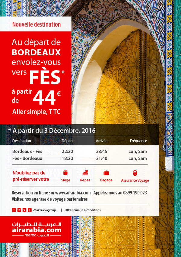 Au départ de Bordeaux envolez-vous vers Fès