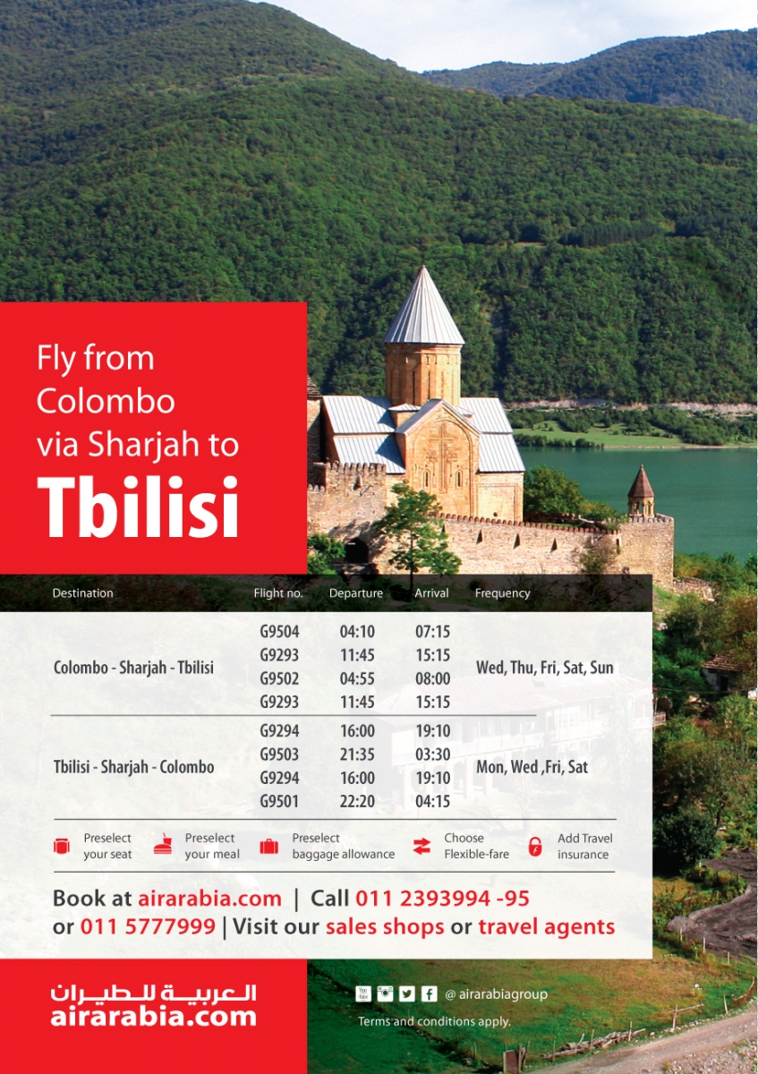 Fly from Colombo to Tbilisi