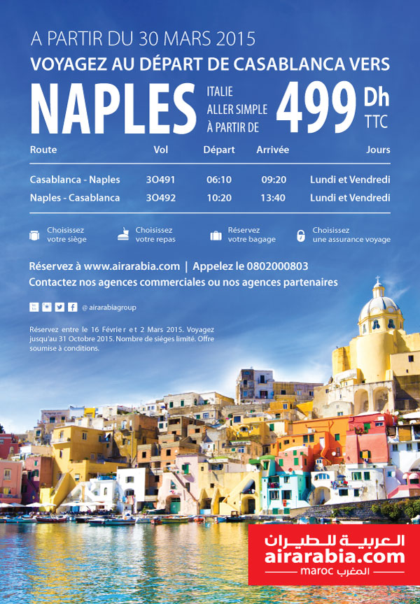 Voyagez au Départ de Casablanca vers Naples