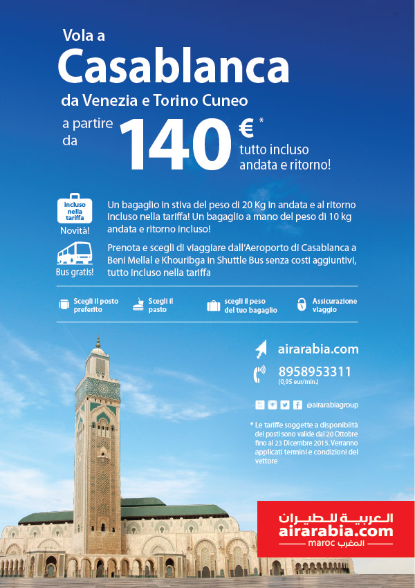 Vola a Casablanca da Venezia e Torino Cuneo