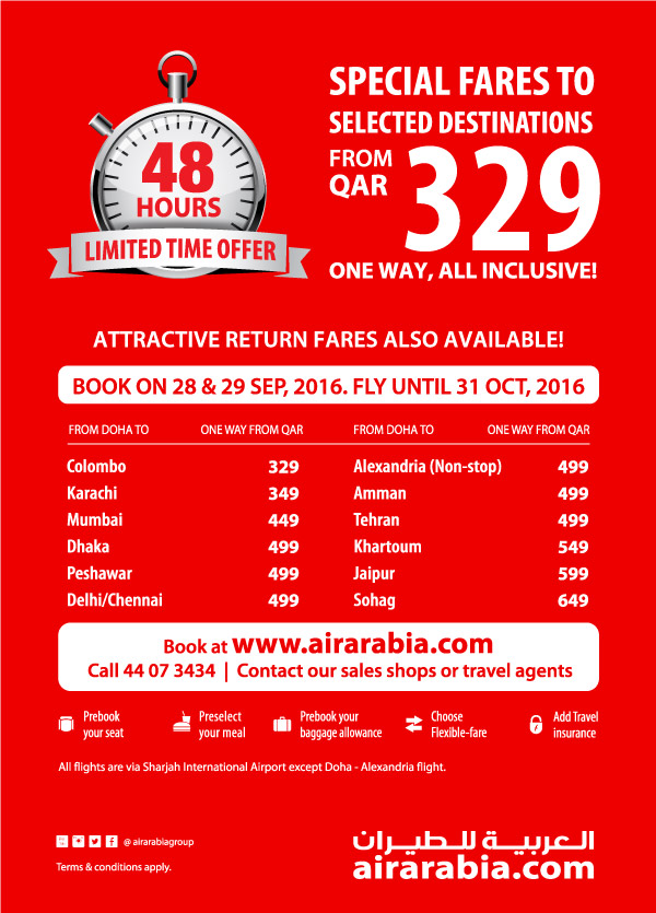 Special fares to selected destinations from Doha