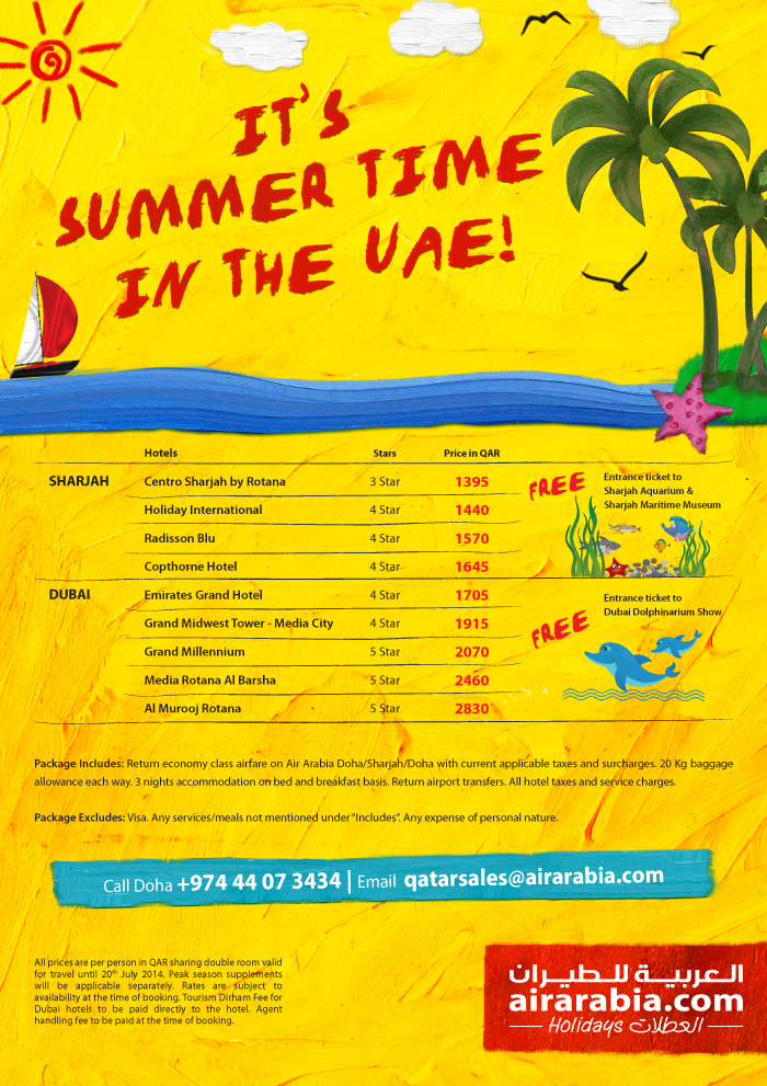 Its summer time in UAE, travel from Doha to UAE
