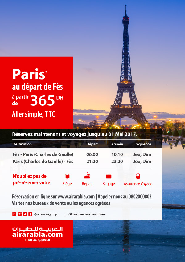 Paris au départ de Fès