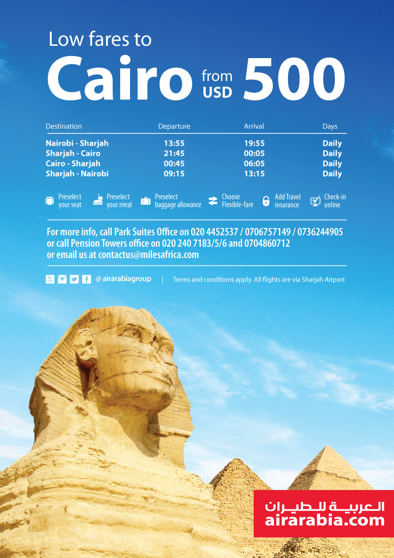 Low fares to Cairo from USD 500!