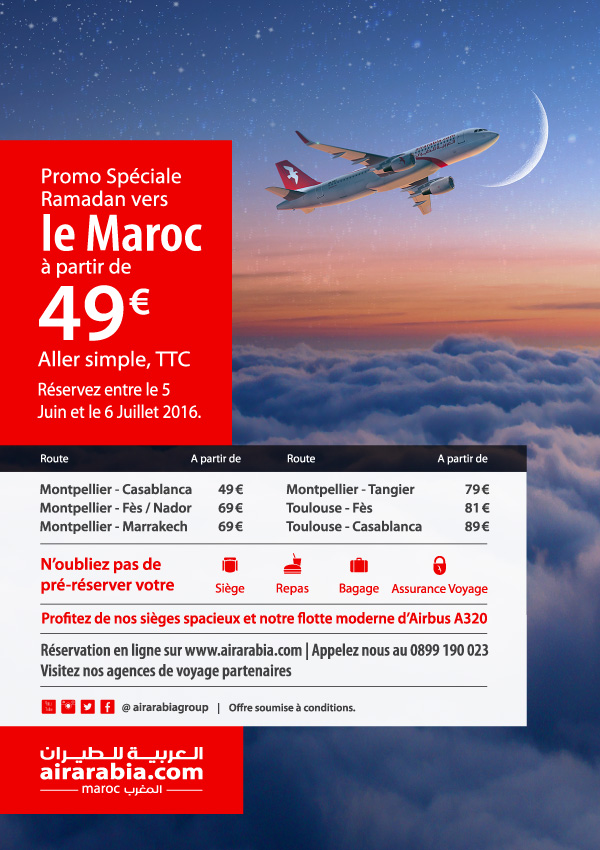 Promo Spéciale Ramadan vers le Maroc a partir de 49€