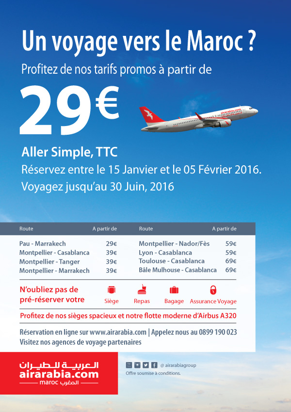 Profitez De Nos Tarifs Promos A Partir De 29 Air Arabia