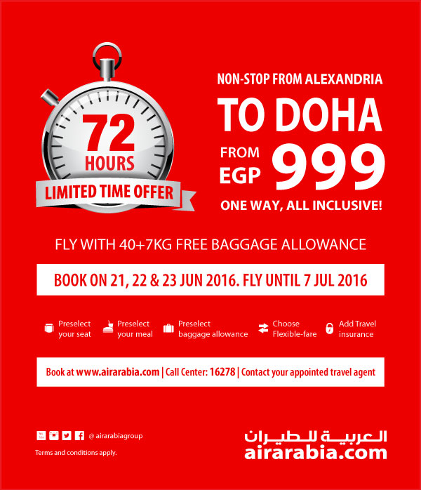 Alexandria to Doha from EGP 999
