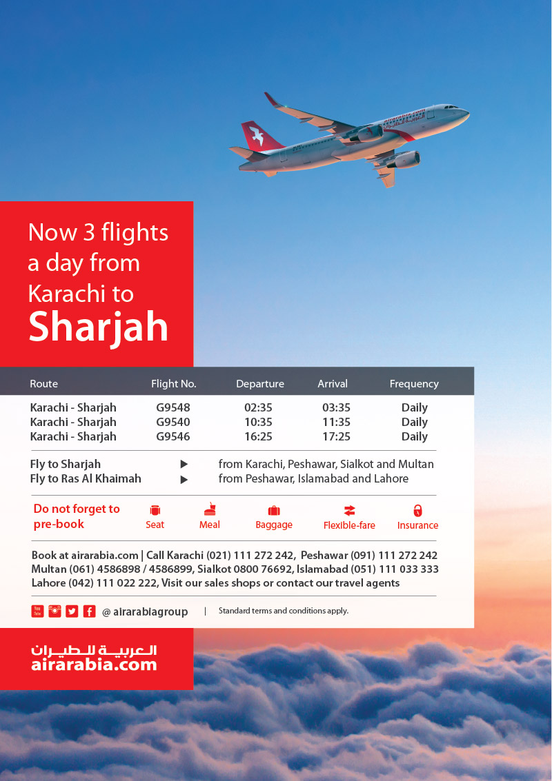 Now 3 flights a day from Karachi to Sharjah