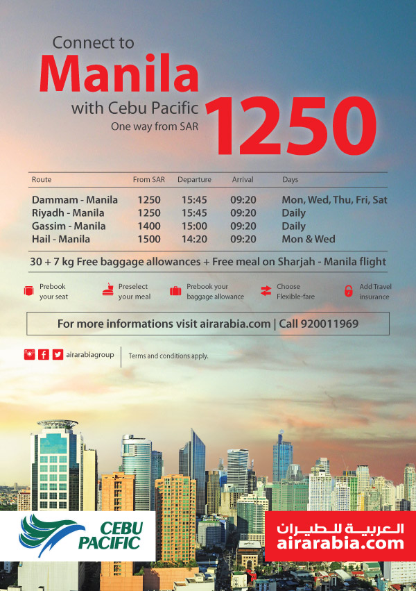 Now connect to Manila with Cebu Pacific | Air Arabia