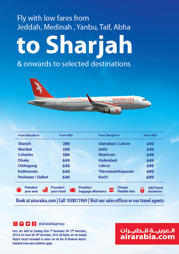 Fly with low fares from Abha, Jeddah, Medinah, Taif & Yanbu