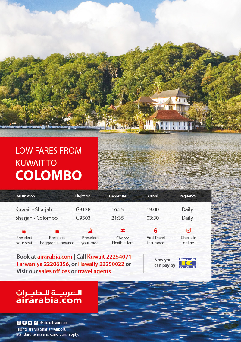 Low fares from Kuwait to Colombo