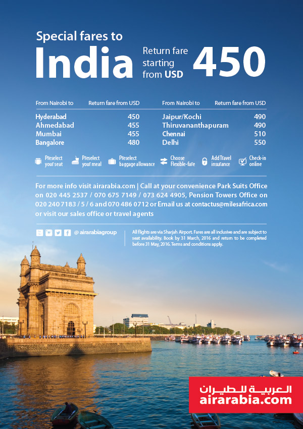 Special fares to India starting from USD 450 return, all inclusive!