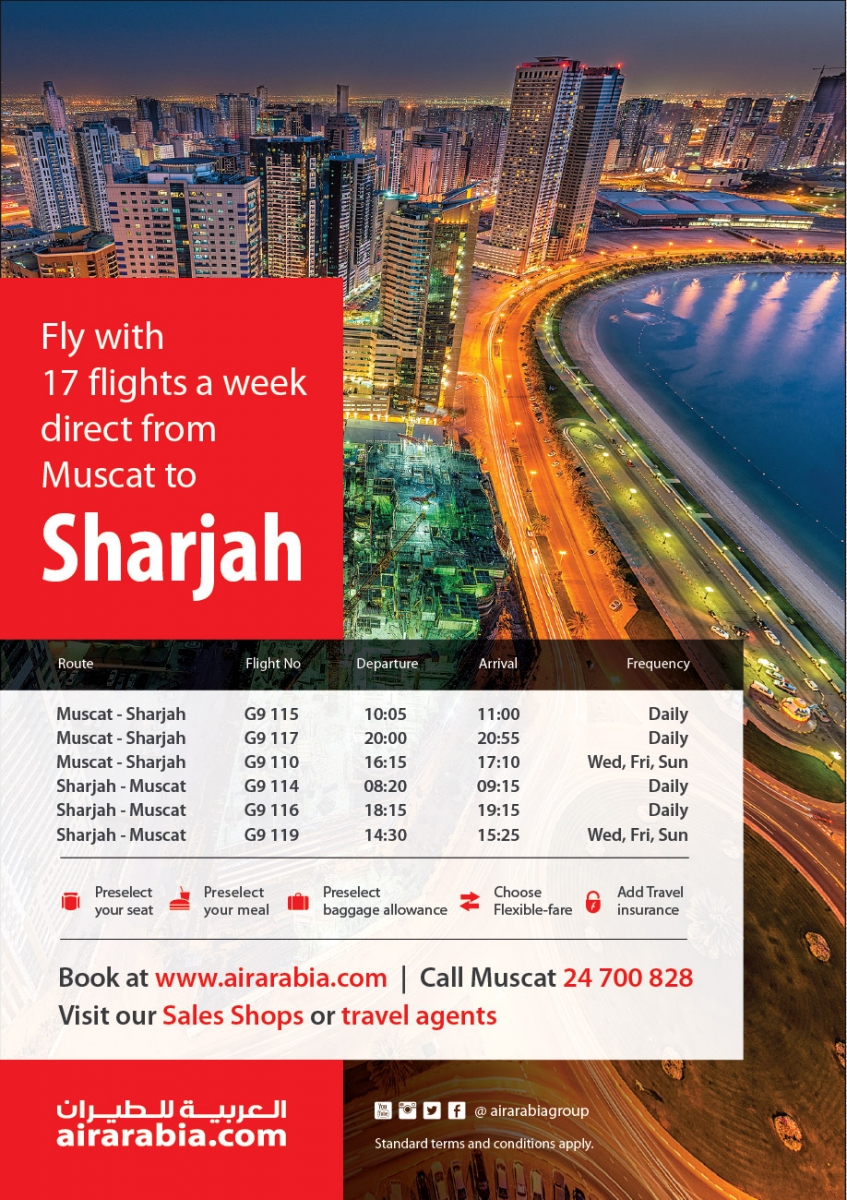 17 flights a week direct from Muscat to Sharjah