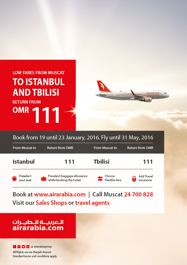 Low fares to Istanbul & Tblisi from Muscat starting OMR 111 return