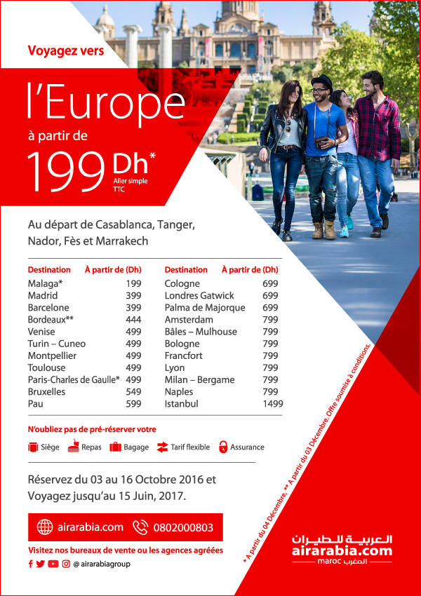 Voyagez Vers L Europe A Partir De 199 Dh Air Arabia