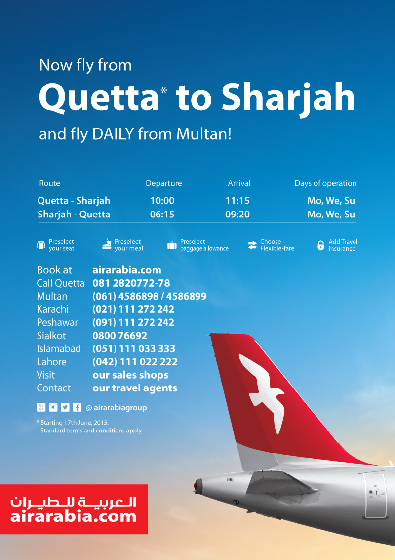 Now fly from Quetta to Sharjah!