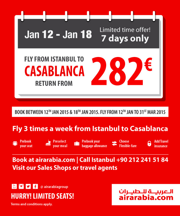 Fly from Istanbul to Casablanca return from 282 € all inclusive!