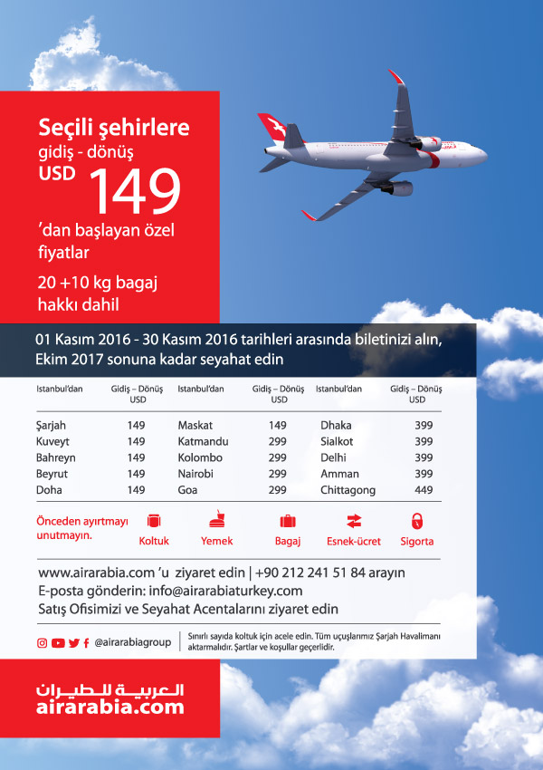 Seçili şehirlere gidiş - dönüş