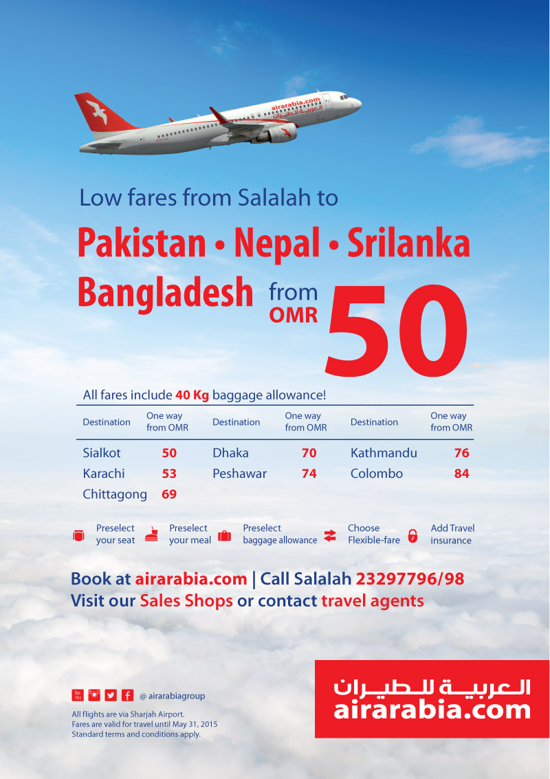 Low fares from Salalah to Pakistan, Nepal, Srilanka & Bangladesh starting from OMR 50!