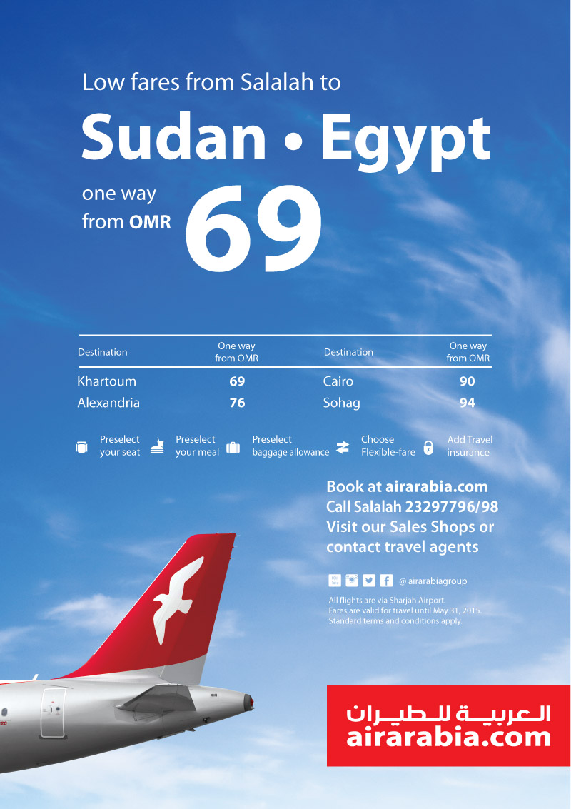 Low fares from Salalah to Sudan & Egypt!
