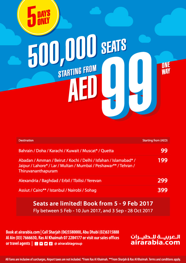 500,000 seats from AED 99