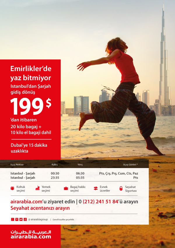 Özel promosyon USD 199'dan başlayan fiyatlarla -gidiş dönüş, vergiler ve bagaj dahil!