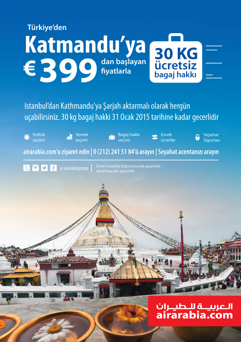 Türkiye'den Katmandu’ya € 399