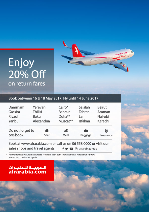 Enjoy 20% off on return fares