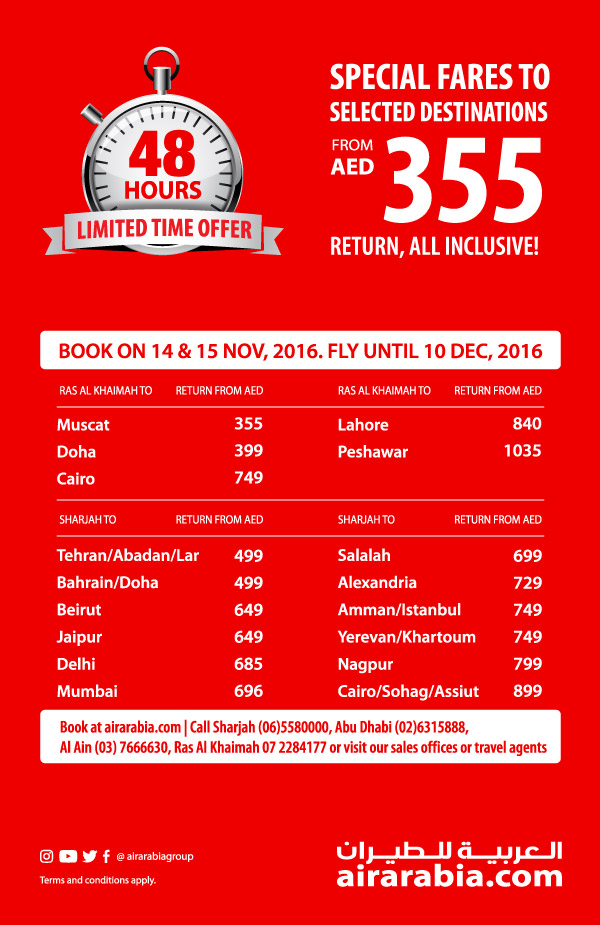 Special fares to Selected Destinations 