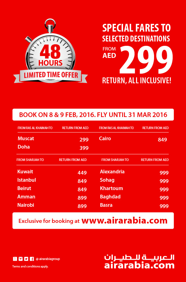 Air arabia one top way ticket price