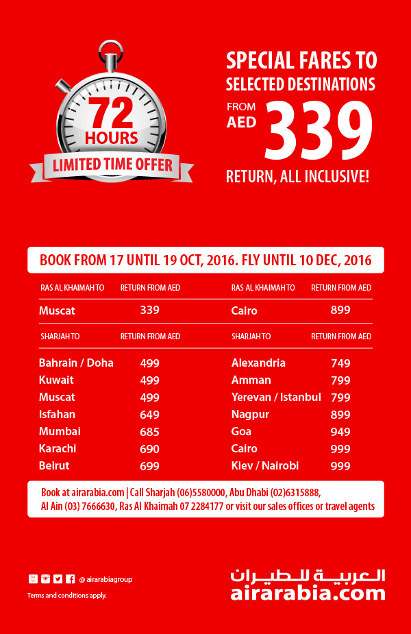 Special fares to Selected Destinations 