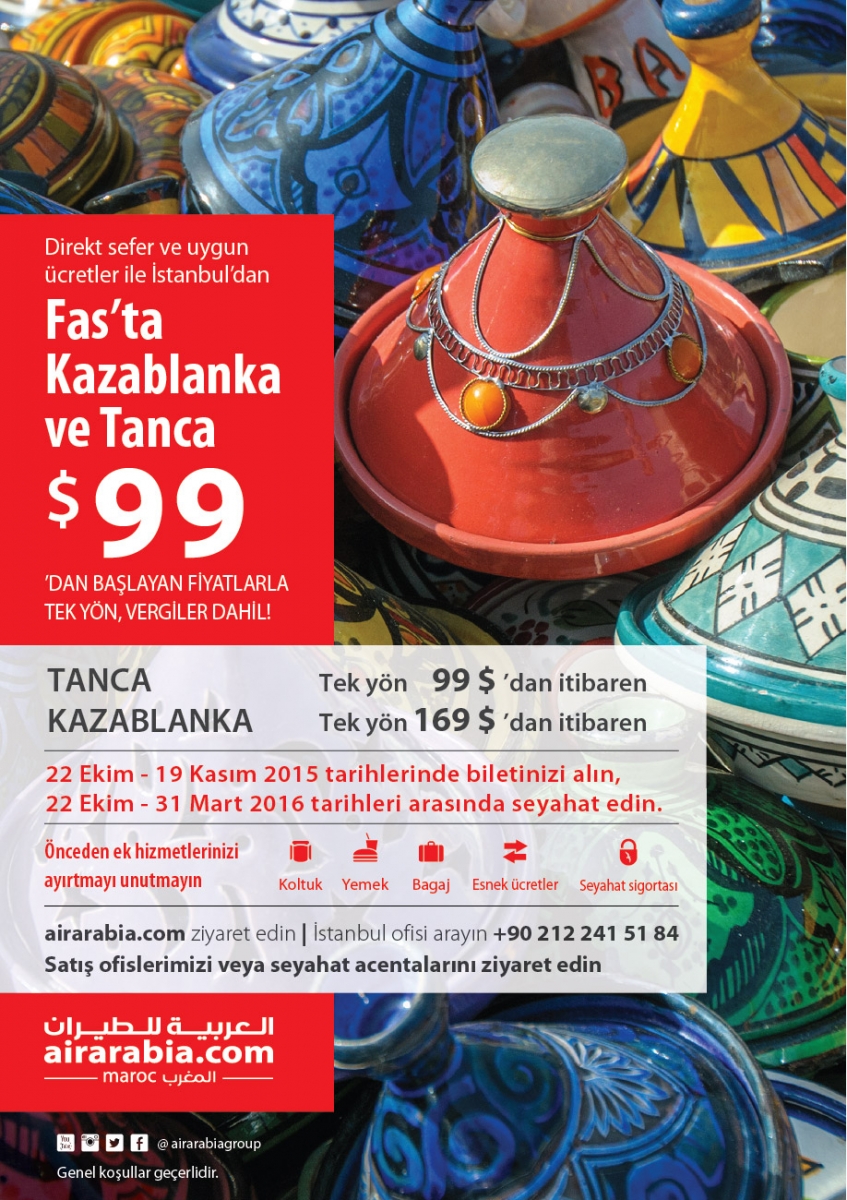 Direkt sefer ve uygun ücretler ile İstanbul'dan Fas'ta Kazablanka ve Tanca $99